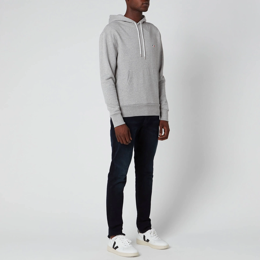 Maison Kitsune Tricolor Fox Patch Hoodie - Grey Melange - S